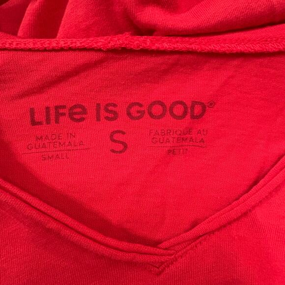 Life is Good cat hoodie tee red small christmas - Picture 3 of 3